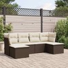 vidaXL 6 Piece Patio Sofa Set with Cushions Brown Poly Rattan - Brown and Cream Without Table - 2 of 4