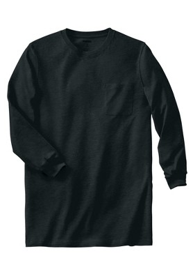 KingSize Men's Big & Tall Shrink-Less Lightweight Longer-Length Long-Sleeve Crewneck Pocket Tee