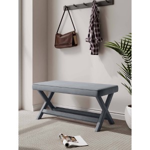 Manhattan Comfort Abigail Velvet Upholstered Double Ottoman - 1 of 4