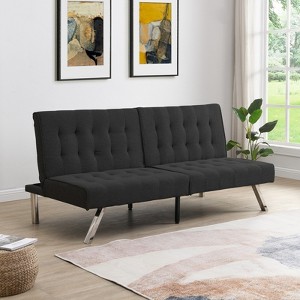 GlasFlength Wood Frame, Stainless Leg, Futon, Sofa Bed, Black, 68.1"*32.9"*32.3" - 1 of 4