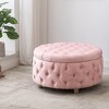 WestinTrends Round Velvet Tufted Storage Ottoman for Living Room Bedroom - 2 of 4