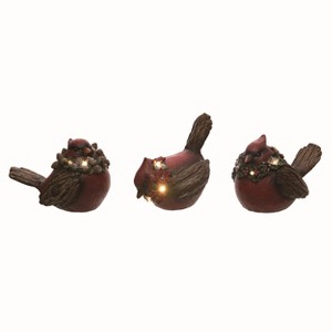 Transpac Resin Red Christmas Light Up Cardinal with Wreath Figurines Set of 3 - 1 of 2