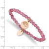 Chisel Stainless Steel Polished Rose IP-plated Tree 4mm Pink Jade Beaded Stretch Bracelet - 4 of 4