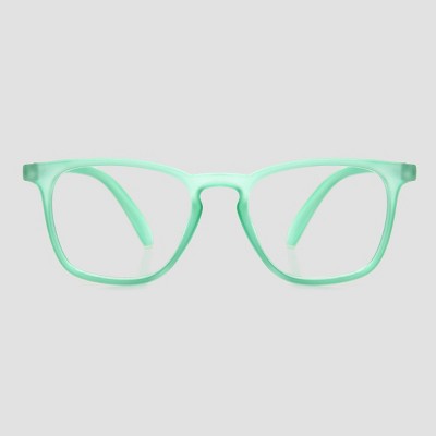Women's Crystal Square Blue Light Filtering Glasses - A New Day™ Mint
