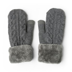 Britt's Knits Warm Knit Mittens with Plush Lining and Texting Fingertip for Women One Size - 1 of 2