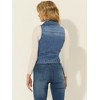 Allegra K Women's Sleeveless Moto Zip Up Classic Jeans Denim Vest - 4 of 4