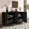 Modern 4-Door Cabinet with Semi-Circular Handles, Cabinet with Adjustable Shelves, Wood Storage Cabinet with Veneer Finish-Coolbibila - 3 of 4