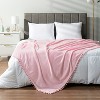 PAVILIA Fleece Pom Pom Blanket Throw for Sofa Bed, Soft Lightweight Pompom Fringe Blanket for Couch - 4 of 4