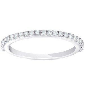 Pompeii3 1/4ct Diamond Wedding Ring 14k White Gold Stackable Womens Anniversary Band - 1 of 4