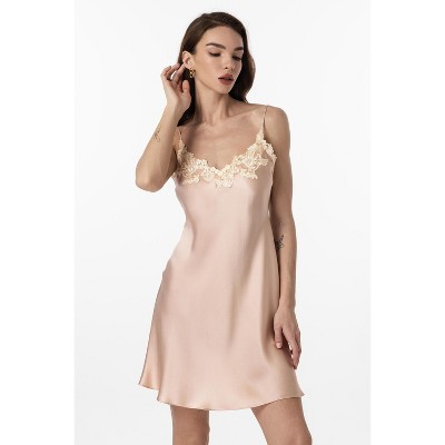 SilkSilky Women's Silk V-Back Nightgown Slip Dress