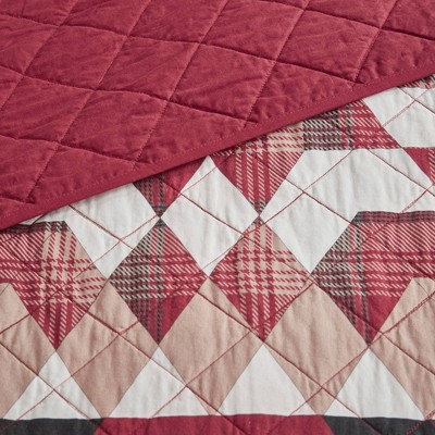 King Red Cotton Quilt Set with Medallion Design