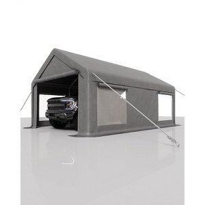 Durable Portable Carport Garage with Canopy Cover,Dual Front & Back Doors,Roll-Up Mesh Windows,Reinforced Frame for Vehicles,Boats and Outdoor Events - 1 of 4