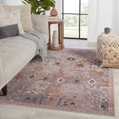 Elva Purple and Gold Oriental Indoor/Outdoor Area Rug