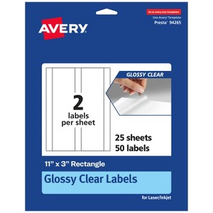 Avery Glossy Clear Rectangle Labels, 11" x 3" - 1 of 4