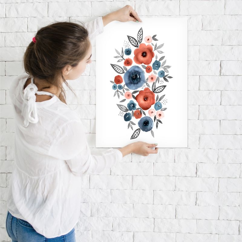 Americanflat Botanical Minimalist Floral Watercolor Navy Rust By Lisa Nohren Poster, 3 of 6