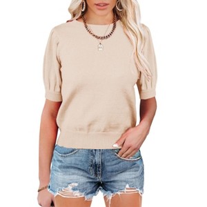 Women's Short Sleeve Sweater Tops 2025 Spring Summer Trendy