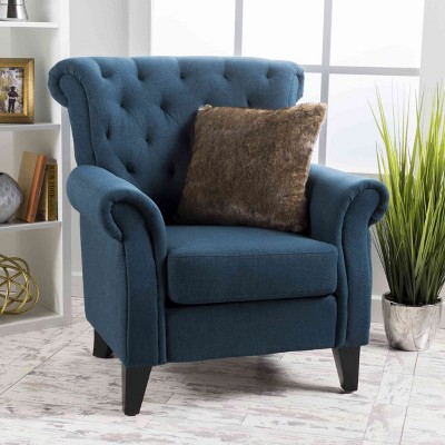 CAVINAS Tuft Accent Chair with High Backrest and Wooden Legs,Modern Upholstered Living Room Chairs,Reading Chairs for Living Room