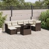 vidaXL 8 Piece Patio Sofa Set with Cushions Brown Poly Rattan - Brown and Cream without storage - 2 of 4