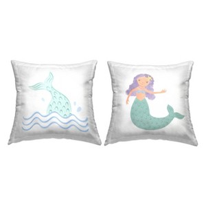 1pc 18"x18" Stupell Industries Ocean Mermaid Splash Square Kids' Throw Pillow - 1 of 4