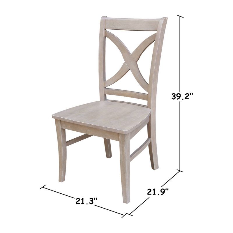 Set of 2 Vineyard Washed Finish Curved X-Back Chairs Gray Taupe - International Concepts, 3 of 11