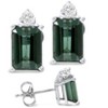Pompeii3 1 1/3ct Green Tourmaline Diamond Studs 14K White Gold - 2 of 4