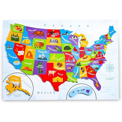 Juvale 44pcs Magnetic U.S. Puzzle Map for Kids, 19 x 13 Inches