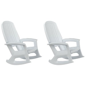 Semco Rockaway Heavy-Duty Outdoor Rocking Chair w/Low Maintenance All-Weather Porch Rocker & Easy Assembly for Deck and Patio, White (2 Pack) - 1 of 4