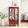 TIRAMISUBEST Lighted Glass Cabinet Glass Wine Cabinet Curio Display Cabinet with Adjustable Glass Shelves 2 Doors and 1 drawer Cabinet - 2 of 4