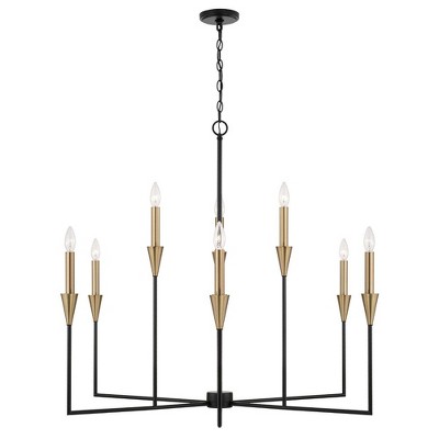 Capital Lighting Avant 9 - Light Chandelier in  Aged Brass, Black