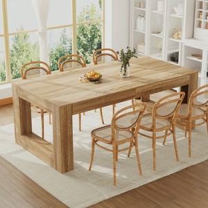 FUFU&GAGA Natural Large Dining Table with Open Frame Design,Spacious Surface for 6 - 8 People,Sturdy & Stylish for Gatherings & Daily Use - 1 of 4