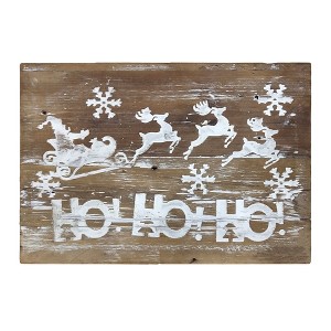 Wood Ho Ho Ho Wall Sign – Rustic Christmas Decor – 14 Inch Holiday Accent – By Melrose - 1 of 3