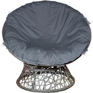 Akefit 50" Round Outdoor Seat Cushion Cover Waterproof Zippered Patio Chair Pad Cover with Ties Black - 1 of 1