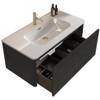 FAMYYT 36 in. Single Sink Floating Black Bath Vanity with White Ceramic Top (Assembled), Curved Edges - 3 of 4