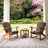 Cambridge Casual 3pc Auburn Upholstered Teak Wood Outdoor Patio Small Spaces Rocker Conversation Set Teak Brown - 2 of 4