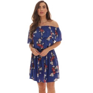 Riviera Sun Womens Floral Printed Off-Shoulder Rayon Crepe Printed Sundress for Women - 1 of 3
