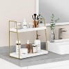 Attop Bathroom Organizer Countertop, Counter Organizer, Wooden Sink Shelf , Vanity Storage, Makeup Tray for Skincare Bedroom Kitchen Corner, 2 Tier - 4 of 4
