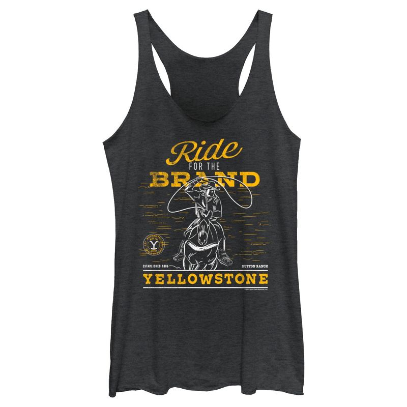 Women's Yellowstone Dutton Ranch Cowboy Ride For The Brand Racerback Tank Top, 1 of 5