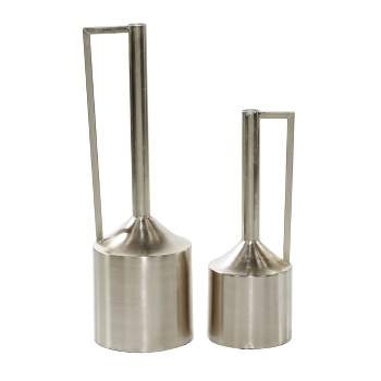 Set of 2 Modern Spouted Iron Vases Silver - Olivia & May