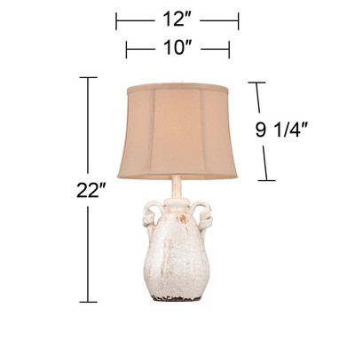 Sofia Rustic Farmhouse 22" Ivory Ceramic Table Lamp with Beige Shade