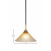 Toltec Lighting Paramount 1 - Light Pendant in  Matte Black/Brass with 12" Amber Crystal Shade - 2 of 2