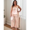 Women's Satin Plus Size Cami Top and Pants with Pockets 2 Piece Pajama Sets - Agnes Orinda - 3 of 4