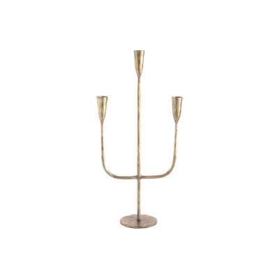 Slickblue Decorative Hand Forged Iron Candelabra, Brass/Black Candle Holder for Home and Special Occasions