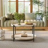 Round Coffee Table, 2 Tier Rustic Wood Desktop with Storage Shelf, Modern Accent Tea Center Table Cocktail Tables for Living Room, Sofa Tables - 3 of 4