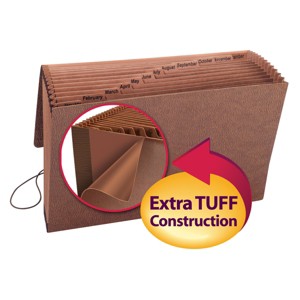 Smead TUFF® Expanding File, Monthly (Jan.-Dec.), 12 Pockets, Flap and Elastic Cord Closure, Legal Size, Redrope-Printed Stock (70390) - 1 of 4