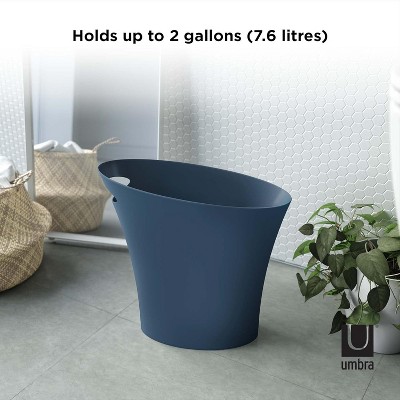 Denim Blue Slim Plastic Oval Waste Basket - 2 Gallons