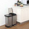 COZONY Dual Compartment Trash Can, Stainless Steel Step Bin with Two Separate Sections for Kitchen and Office - 2 of 4