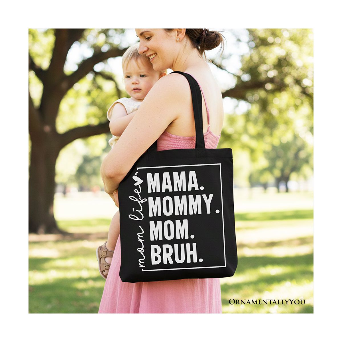 Funny Mom's Life Canvas Tote Bag, Minimalist Mama Gift Shopper for Stylish Mothers | OrnamentallyYou - thumbnail 5