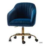 Alex Task Chair Velvet Upholstere Swivel Office Chair Desk Chair  with Channel-tufted Back and Gold metal base| Karat Home