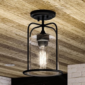 Urban Ambiance Luxury Farmhouse Outdoor Ceiling Light 11.625''H x 8.5''W,  Midnight Black Finish,  Henderson Collection, UHP1305 - 1 of 4