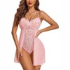 Clotth Women's Floral Lace Teddy Lingerie Nightgown, Floral Snap Crotch Chemise Nightie Babydoll Lingerie for Women, Red - 4 of 4